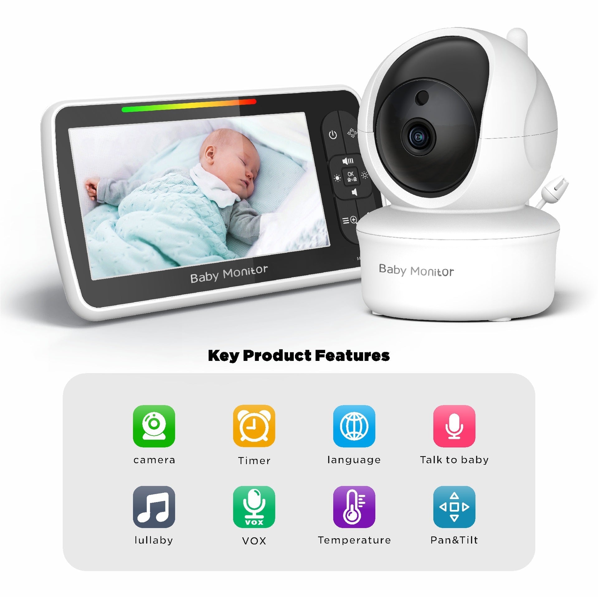 Babyphone Vidéo HD avec Vision Nocturne - Surveillance Bébé Sans Fil