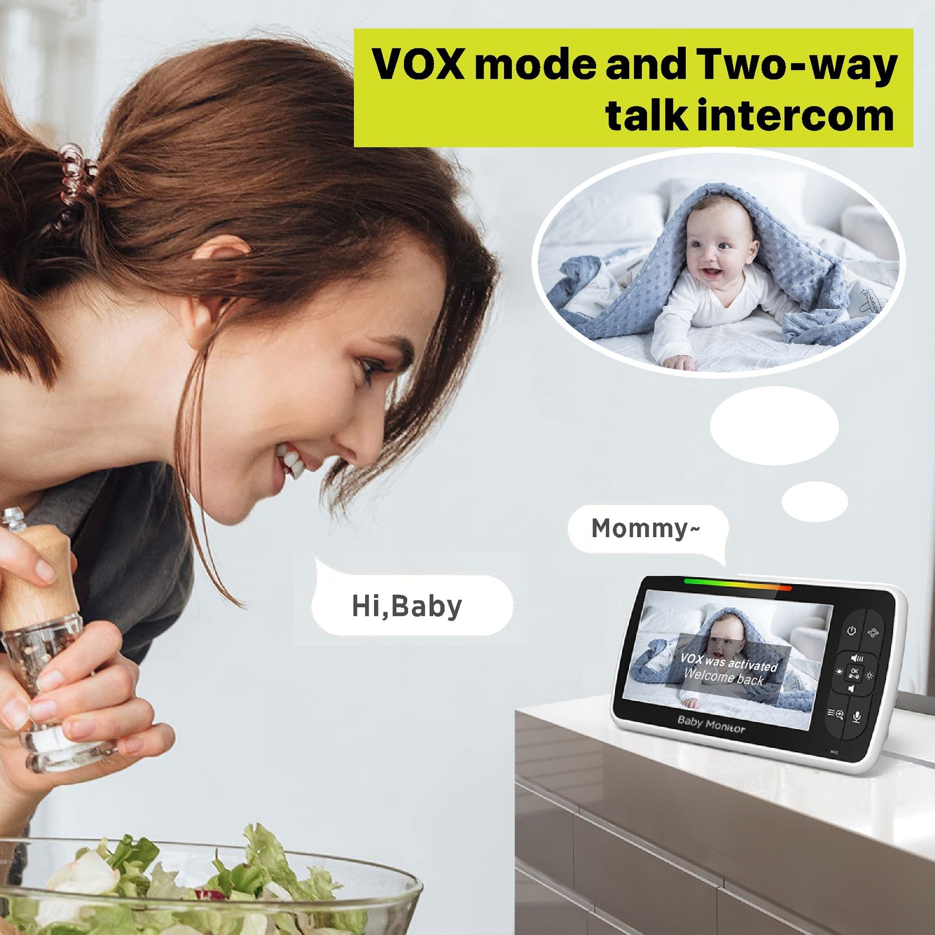 Babyphone Vidéo HD avec Vision Nocturne - Surveillance Bébé Sans Fil