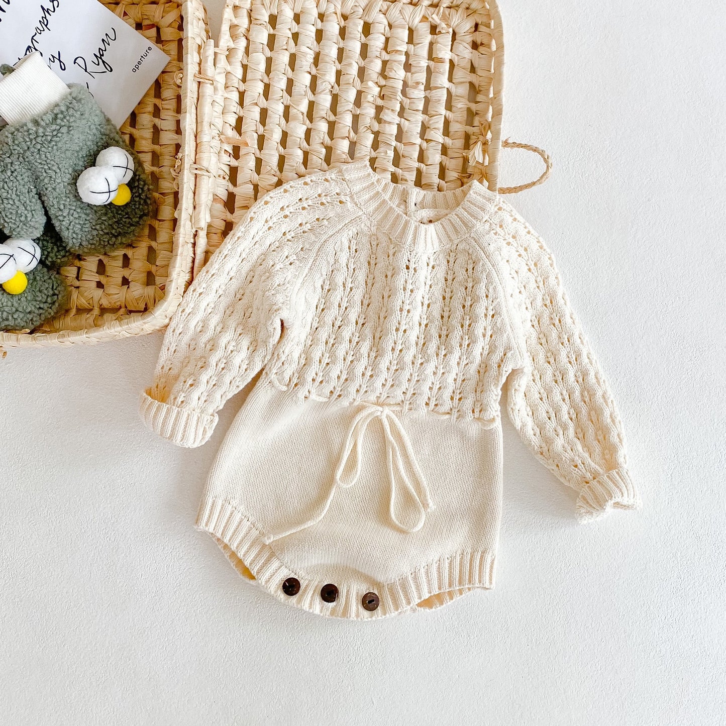 Robe Tricotée Bébé Fille - Robe Manches Longues Ceinture Taille