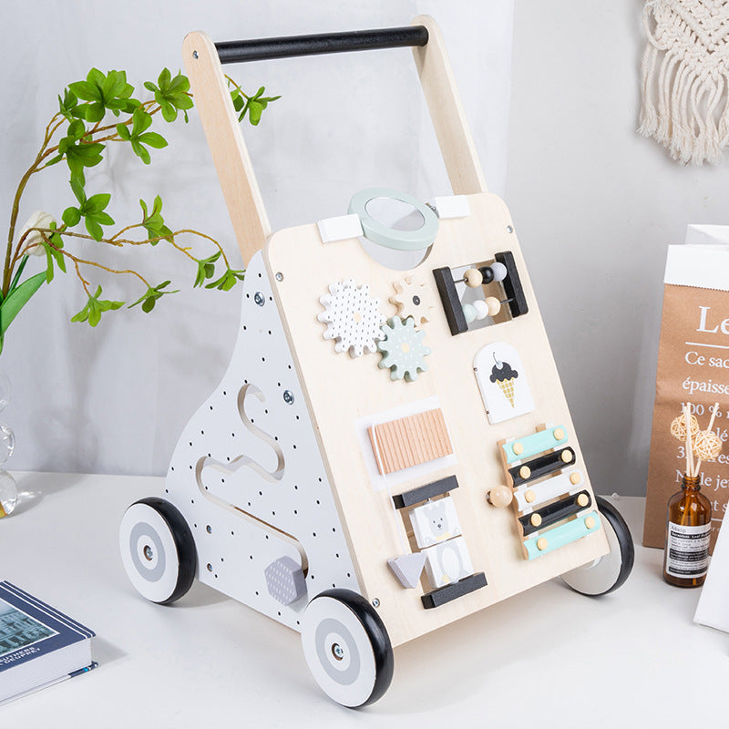 Children's Early Childhood Education Walker Trolley Baby Toddling Walk Walker Shopping Cart Wooden Toy
