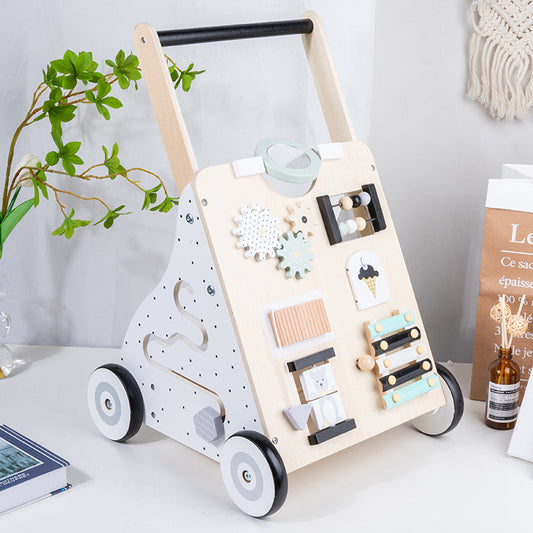 Children's Early Childhood Education Walker Trolley Baby Toddling Walk Walker Shopping Cart Wooden Toy