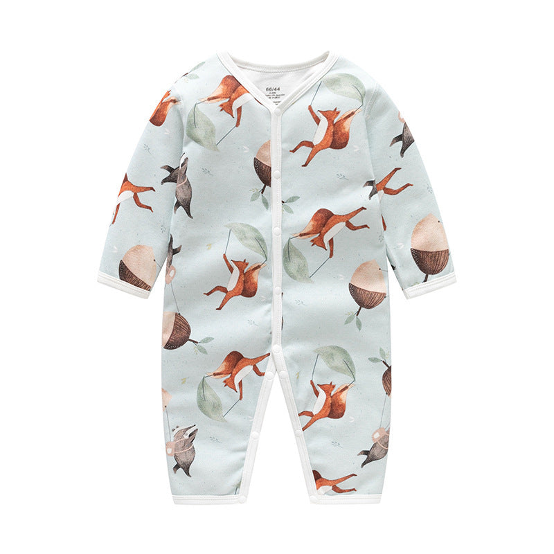 Barboteuse Bébé Printemps Automne - Body Bébé Motif Renard et Ours